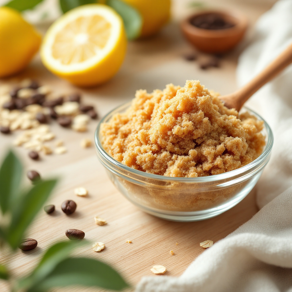 Zutaten für ein natürliches Peeling selber machen in einer Glasschüssel